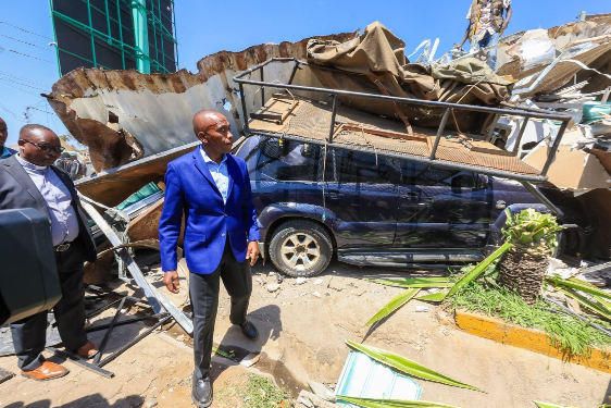File image of Kiambu Governor Kimani Wamatangi's demolished business.